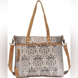 Myra Bag Ace Upcycled Canvas &‎ Cowhide Messenger Bag